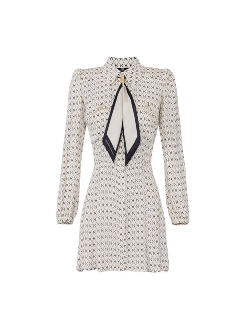 Rhombus print georgette minidress with scarf ELISABETTA FRANCHI | AB61146E2.E84